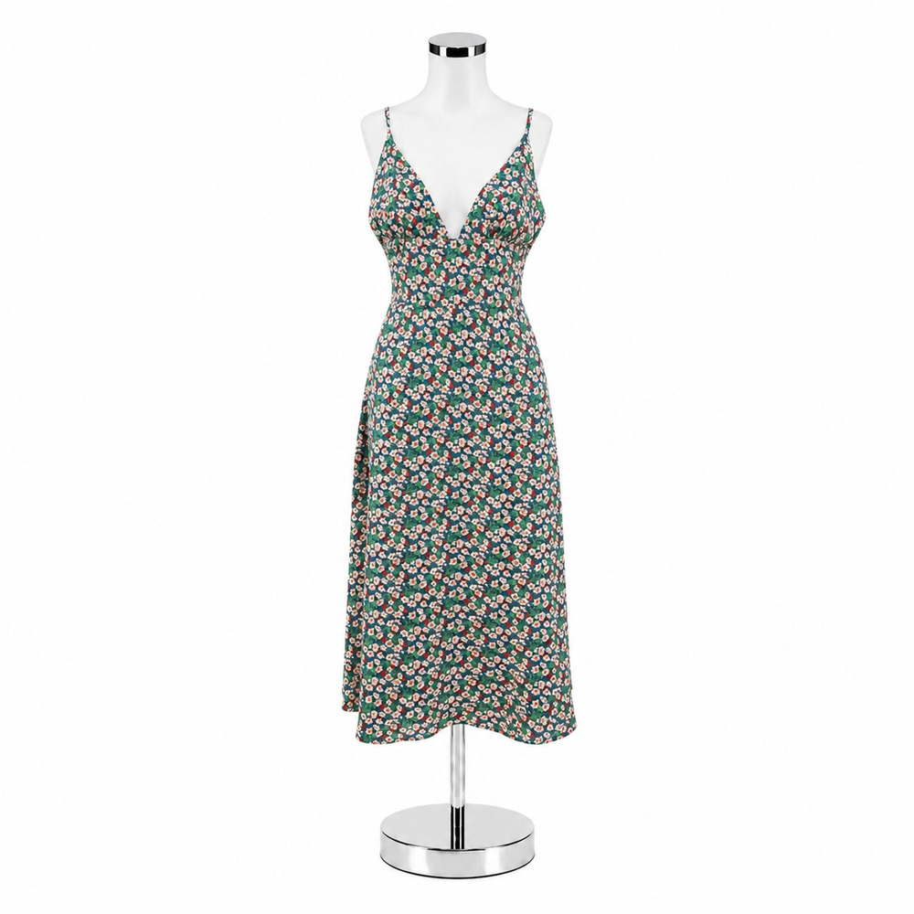 Sans Souci Ditsy Floral V-Neck Midi Slip Dress Size Small